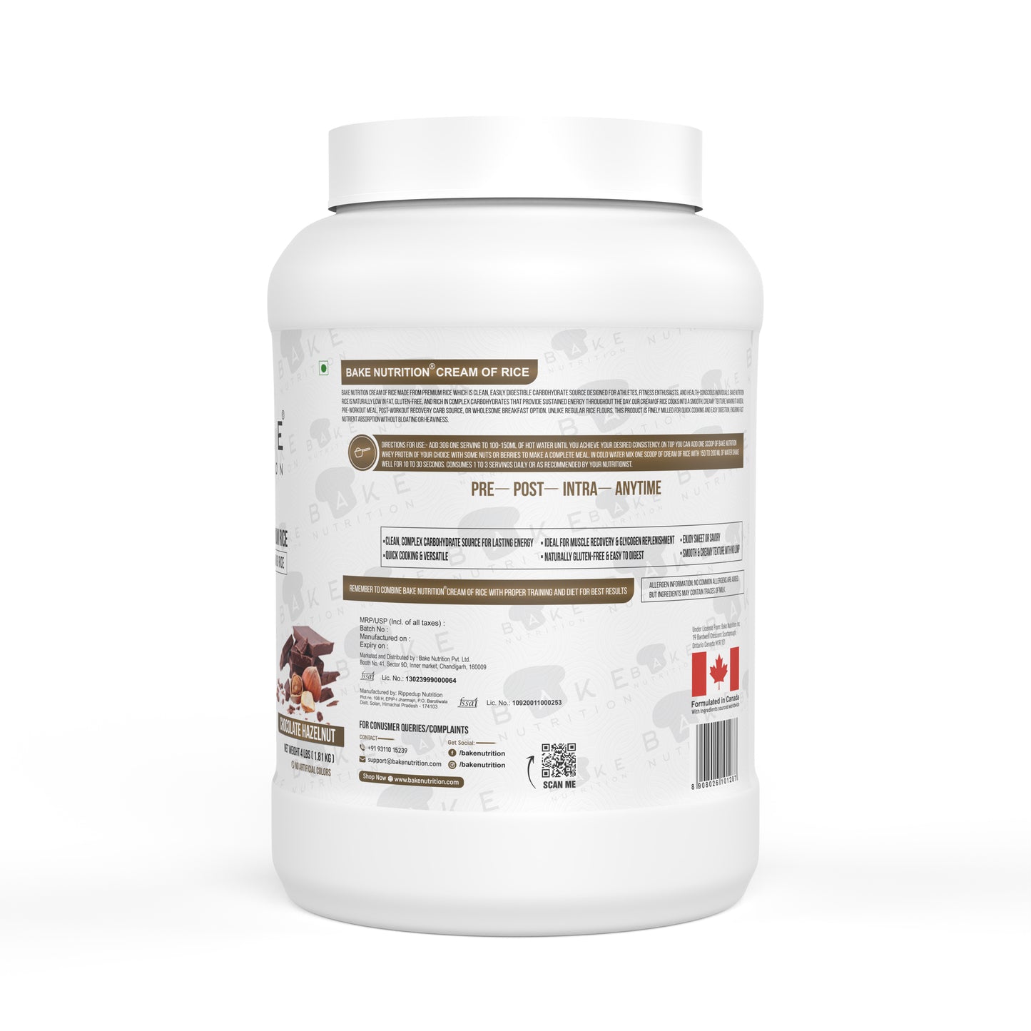 CREAM OF RICE (CHOCOLATE HAZELNUT) 4lBS 60 SERVINGS