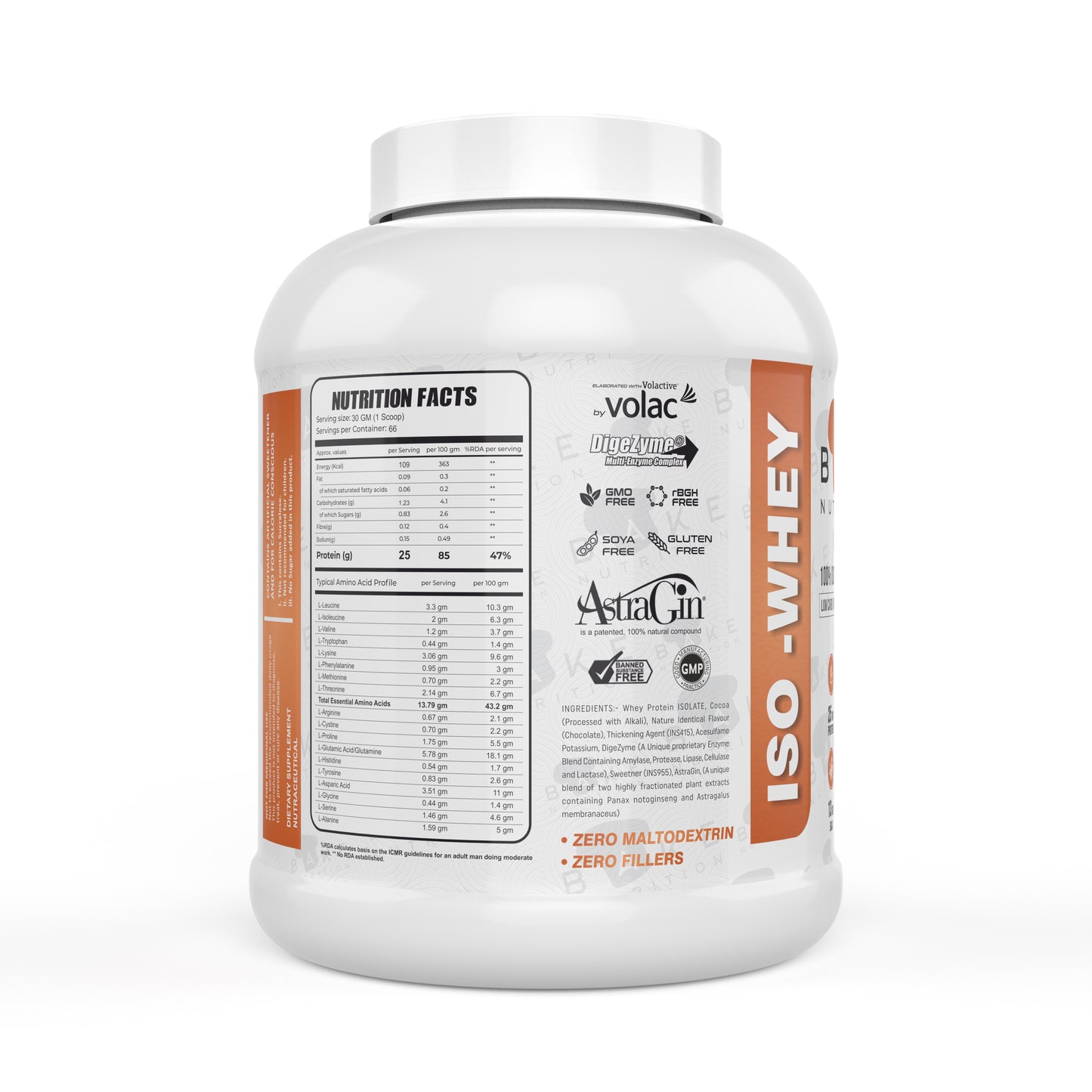 Bake Nutrition 100% Isolate Whey Protein Grass fed Protein